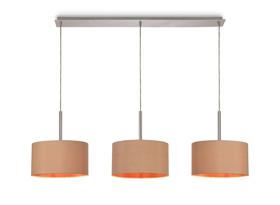 DK0558  Baymont 30cm Shade 3 Light Pendant Polished Chrome, Antique Gold/Ruby